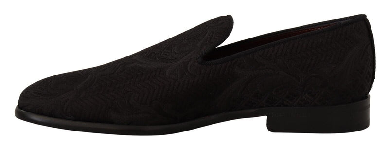Mocassini in broccato floreale nero Dolce & Gabbana