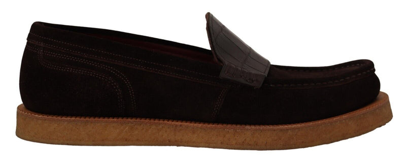 Mocassins plats Dolce & Gabbana à enfiler en cuir suédé marron