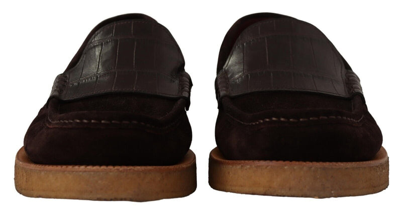Mocassins plats Dolce & Gabbana à enfiler en cuir suédé marron
