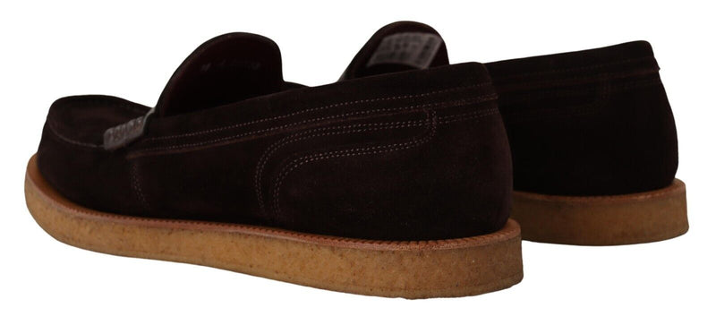Mocassins plats Dolce & Gabbana à enfiler en cuir suédé marron