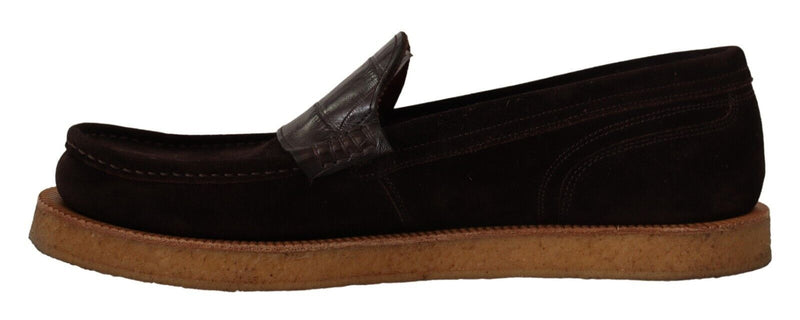 Mocassins plats Dolce & Gabbana à enfiler en cuir suédé marron