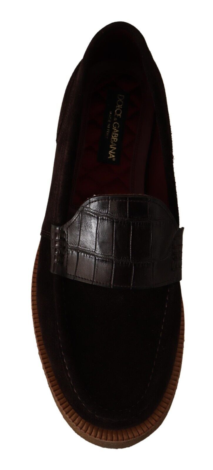 Mocassins plats Dolce & Gabbana à enfiler en cuir suédé marron