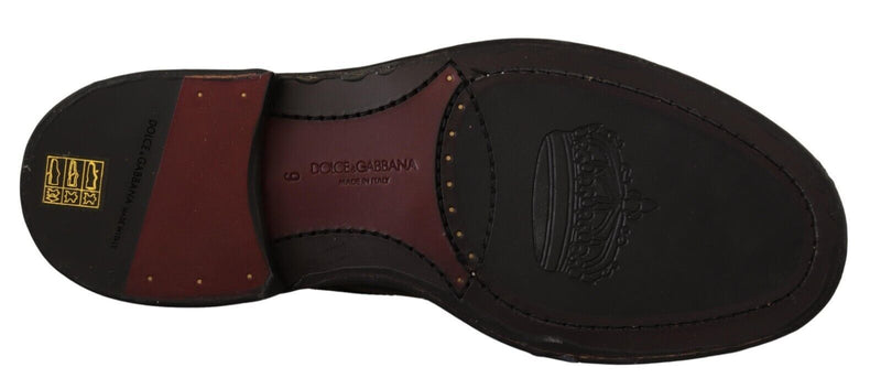 Scarpe derby formali Oxford in pelle nera con puntale decorato Dolce & Gabbana