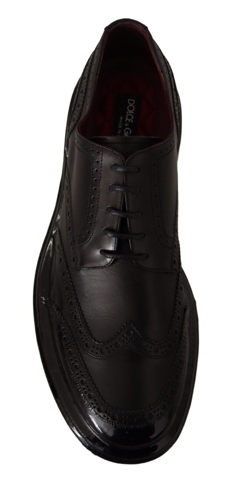 Scarpe derby formali Oxford in pelle nera con puntale decorato Dolce & Gabbana