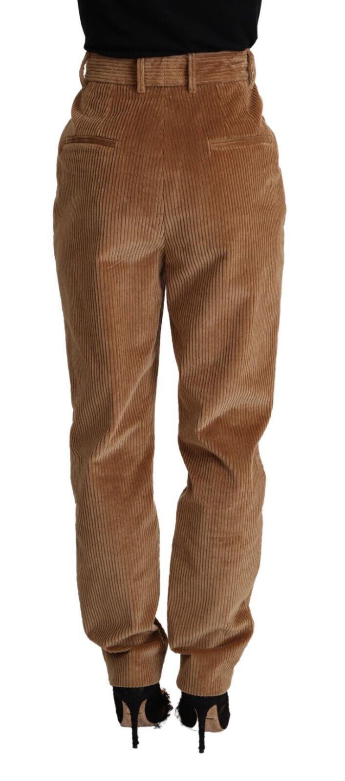 Calça skinny marrom de algodão cotelê com cintura alta Dolce & Gabbana
