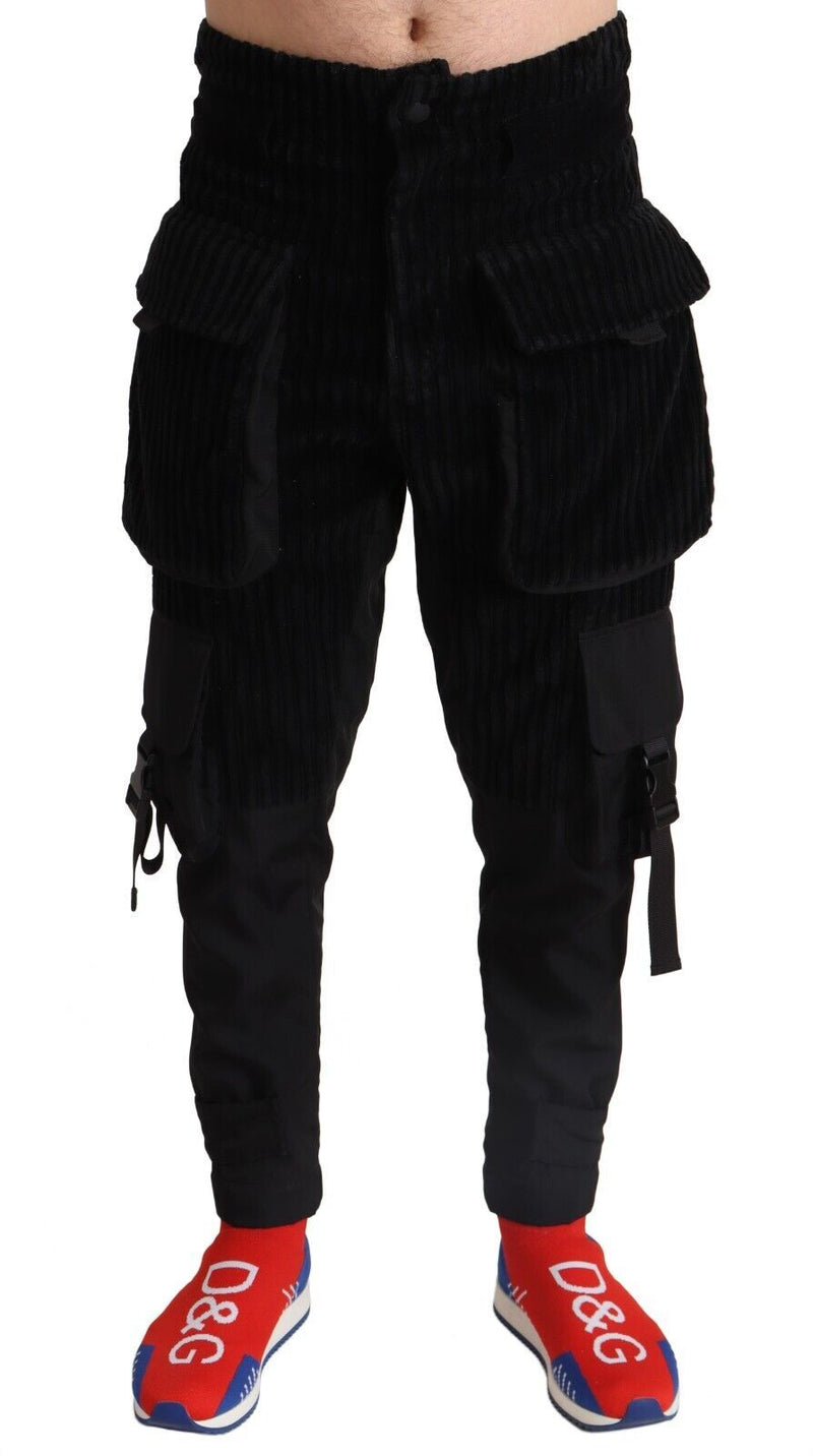 Pantalones cargo ajustados de pana de algodón negro Dolce & Gabbana