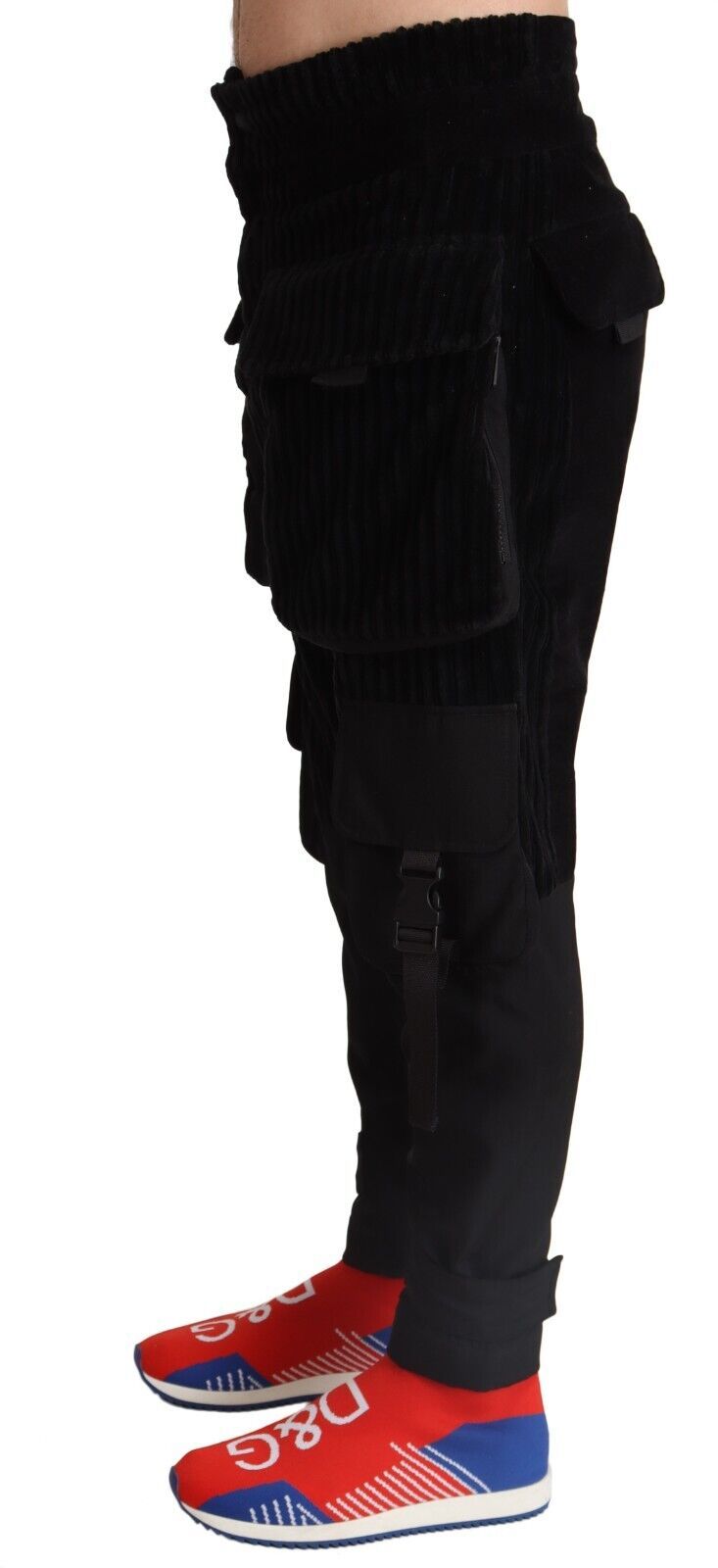 Pantalones cargo ajustados de pana de algodón negro Dolce & Gabbana