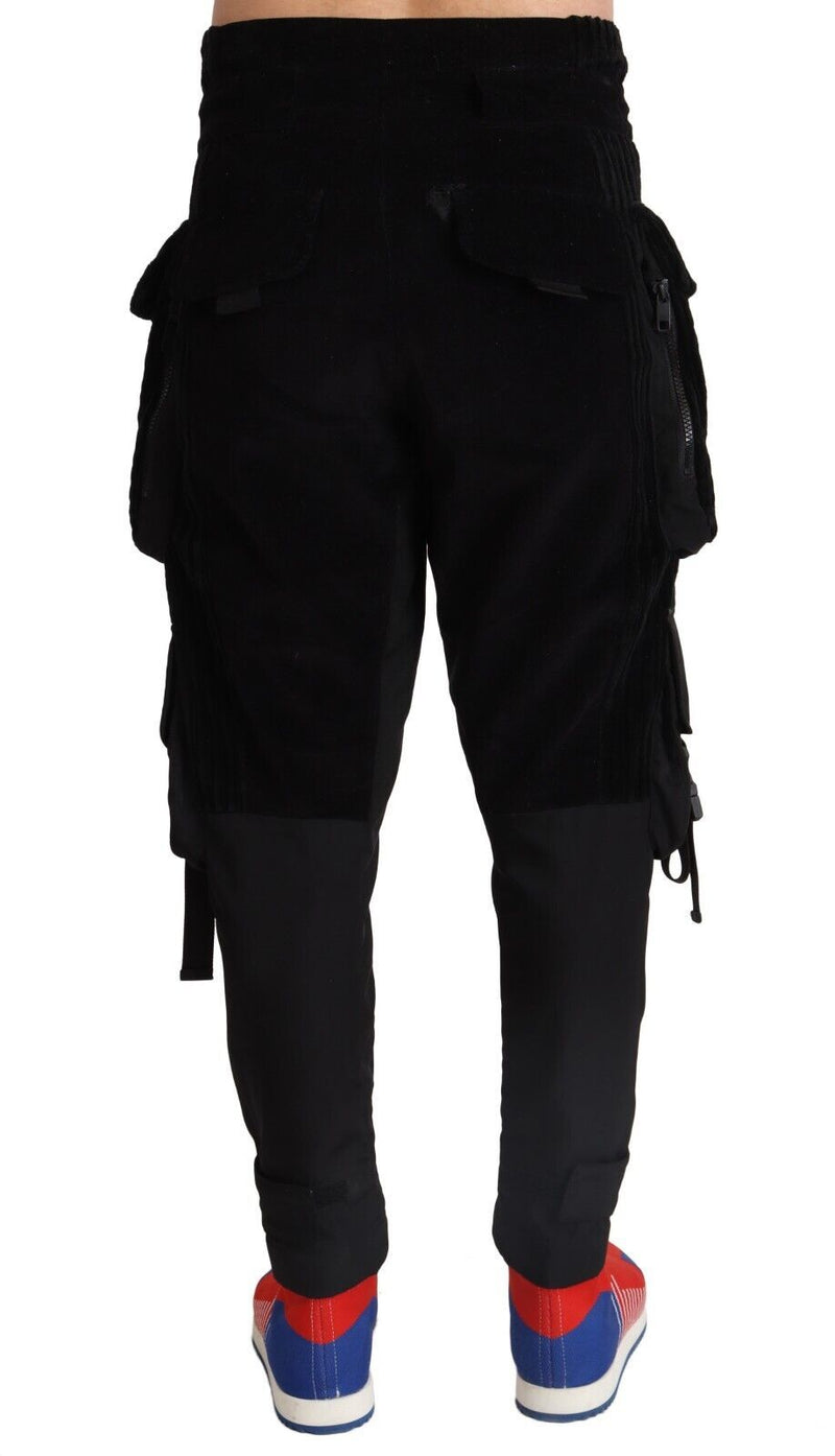 Pantalones cargo ajustados de pana de algodón negro Dolce & Gabbana
