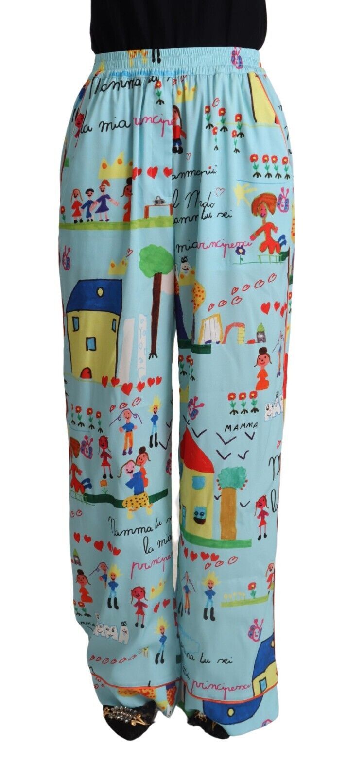 Calça de perna larga azul-clara com desenho Dolce & Gabbana