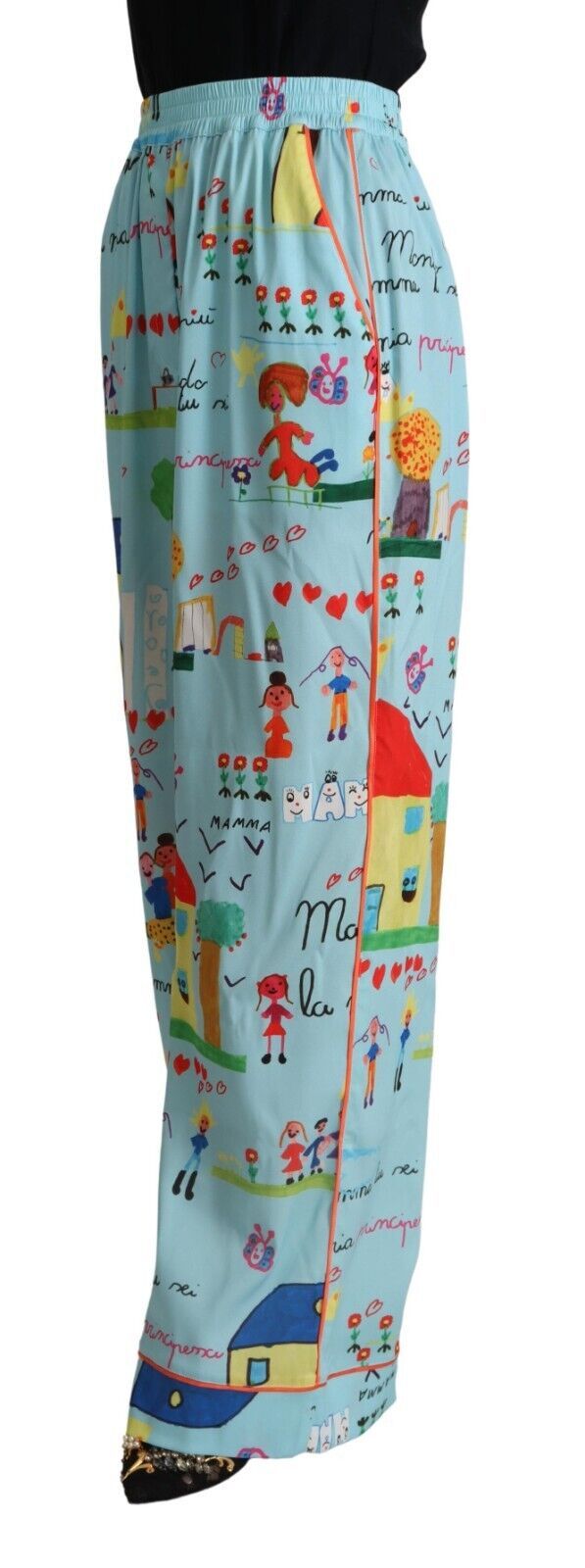 Calça de perna larga azul-clara com desenho Dolce & Gabbana