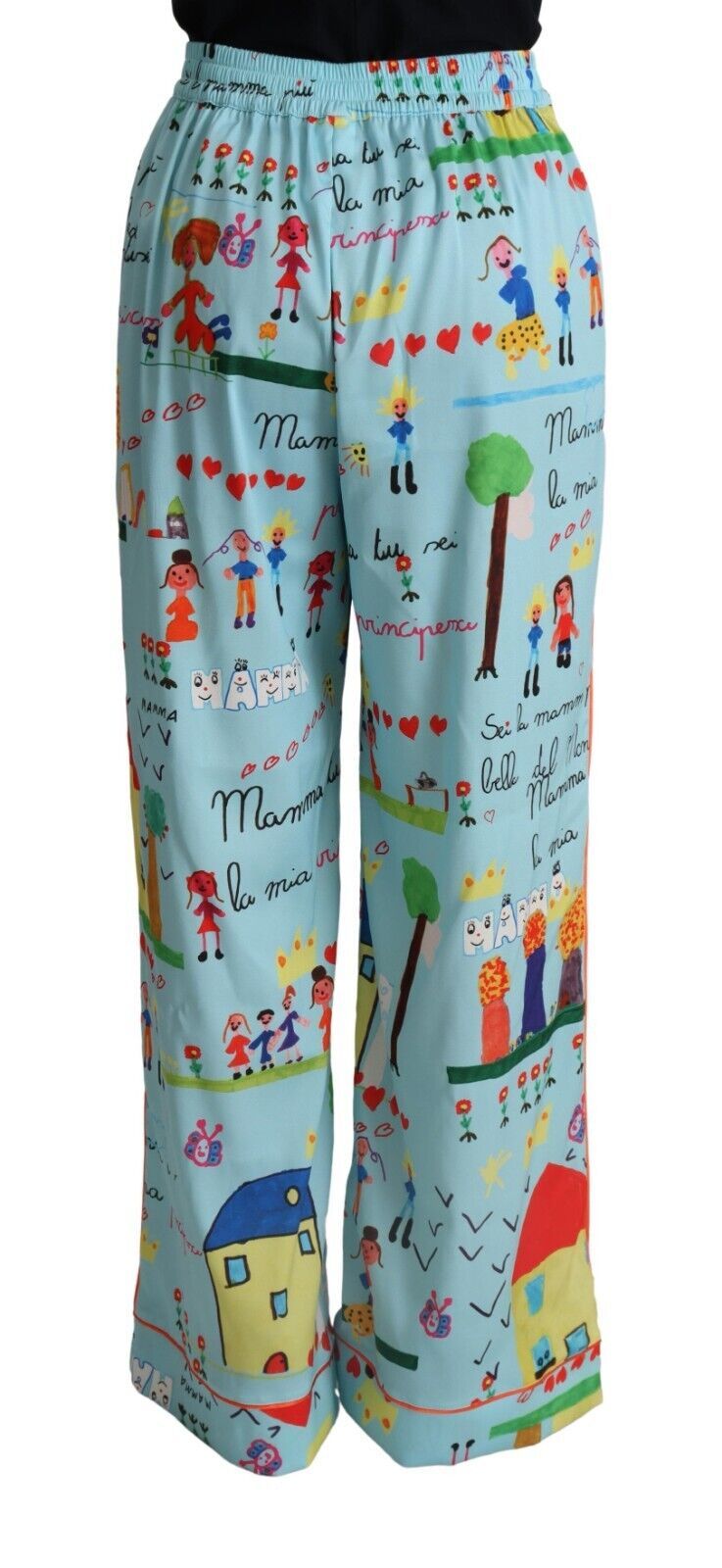 Calça de perna larga azul-clara com desenho Dolce & Gabbana