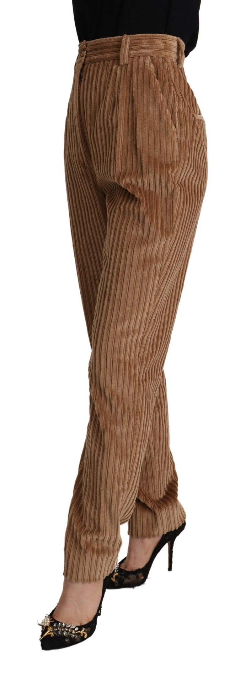 Pantalones tapered de pana de algodón Dolce & Gabbana marrones
