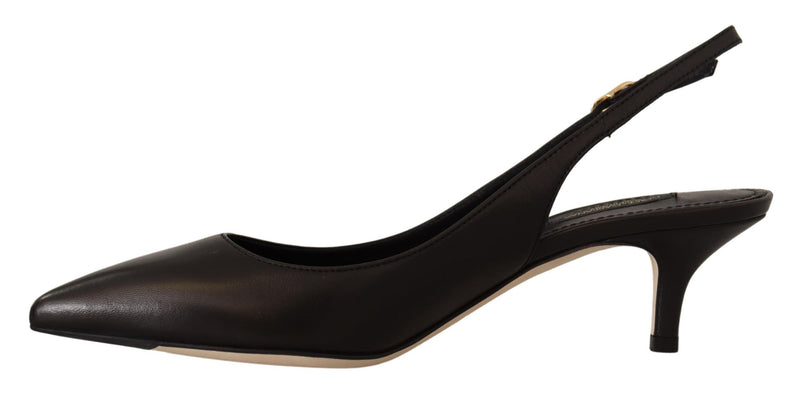 Zapatos de tacón tipo slingback de cuero negro de Dolce & Gabbana