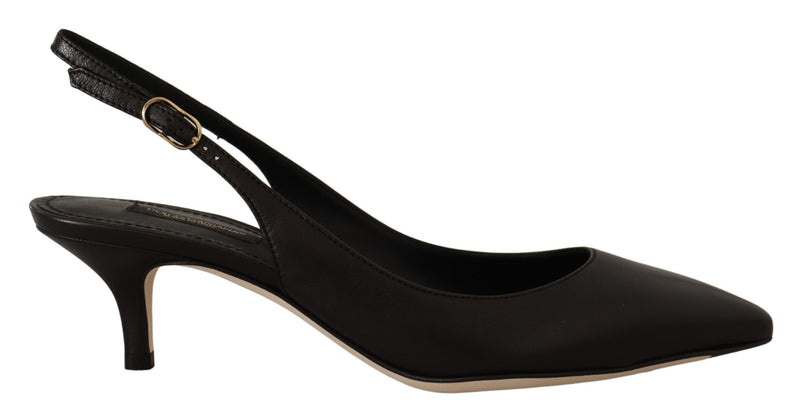 Zapatos de tacón tipo slingback de cuero negro de Dolce & Gabbana