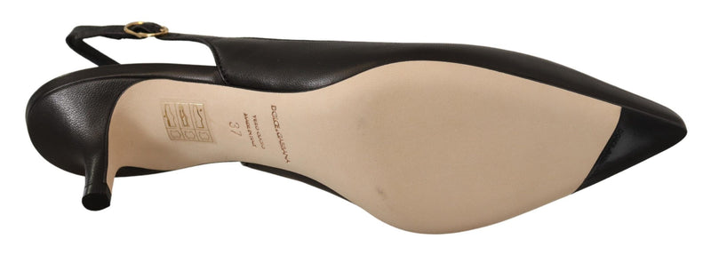 Zapatos de tacón tipo slingback de cuero negro de Dolce & Gabbana