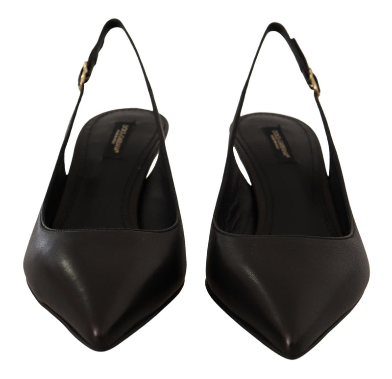 Zapatos de tacón tipo slingback de cuero negro de Dolce & Gabbana