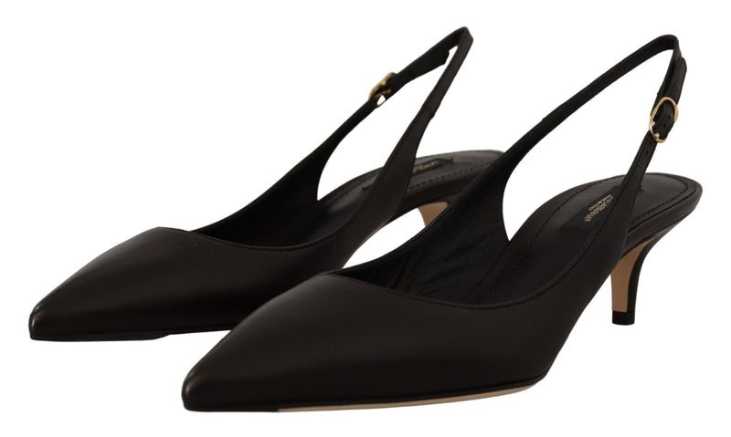 Zapatos de tacón tipo slingback de cuero negro de Dolce & Gabbana