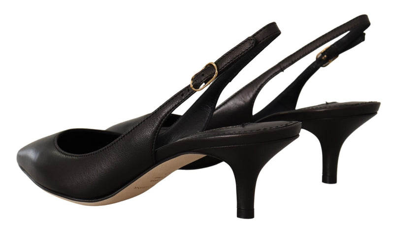 Zapatos de tacón tipo slingback de cuero negro de Dolce & Gabbana