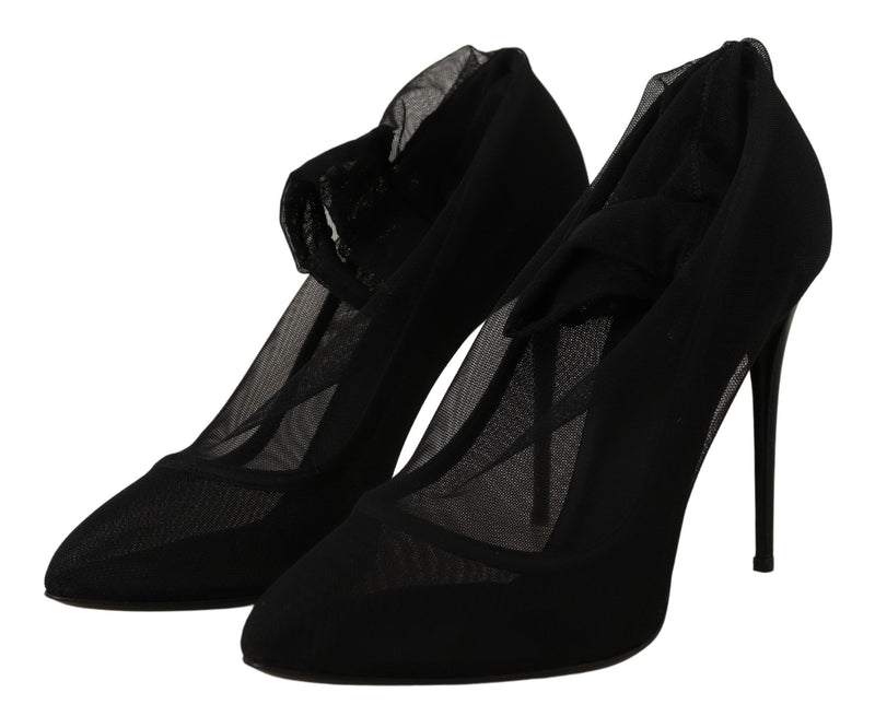 Bottes-escarpins en tulle extensible noir Dolce & Gabbana