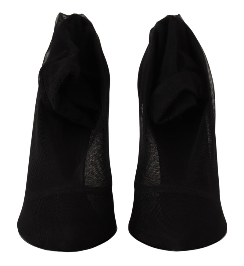 Bottes-escarpins en tulle extensible noir Dolce & Gabbana