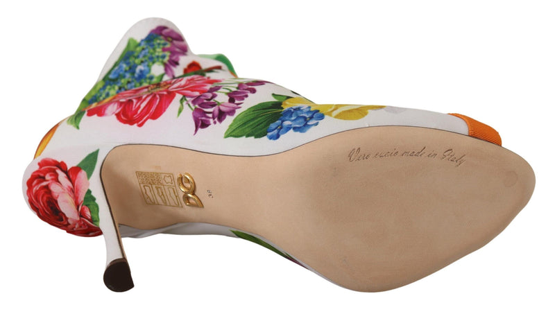Sapatos Dolce & Gabbana brancos de malha elástica, peep toe e com salto