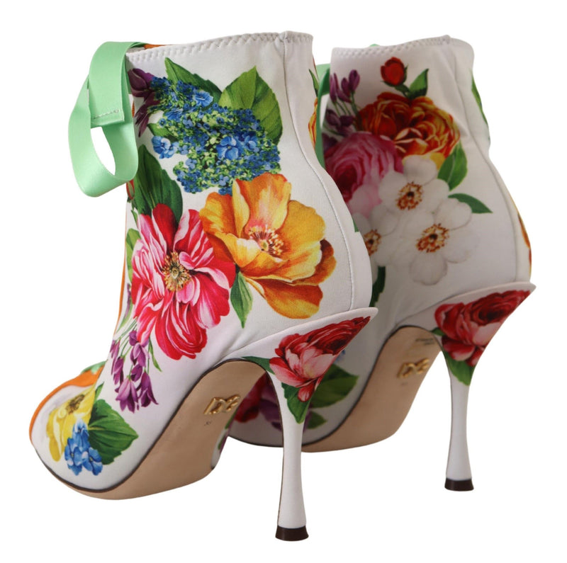Sapatos Dolce & Gabbana brancos de malha elástica, peep toe e com salto