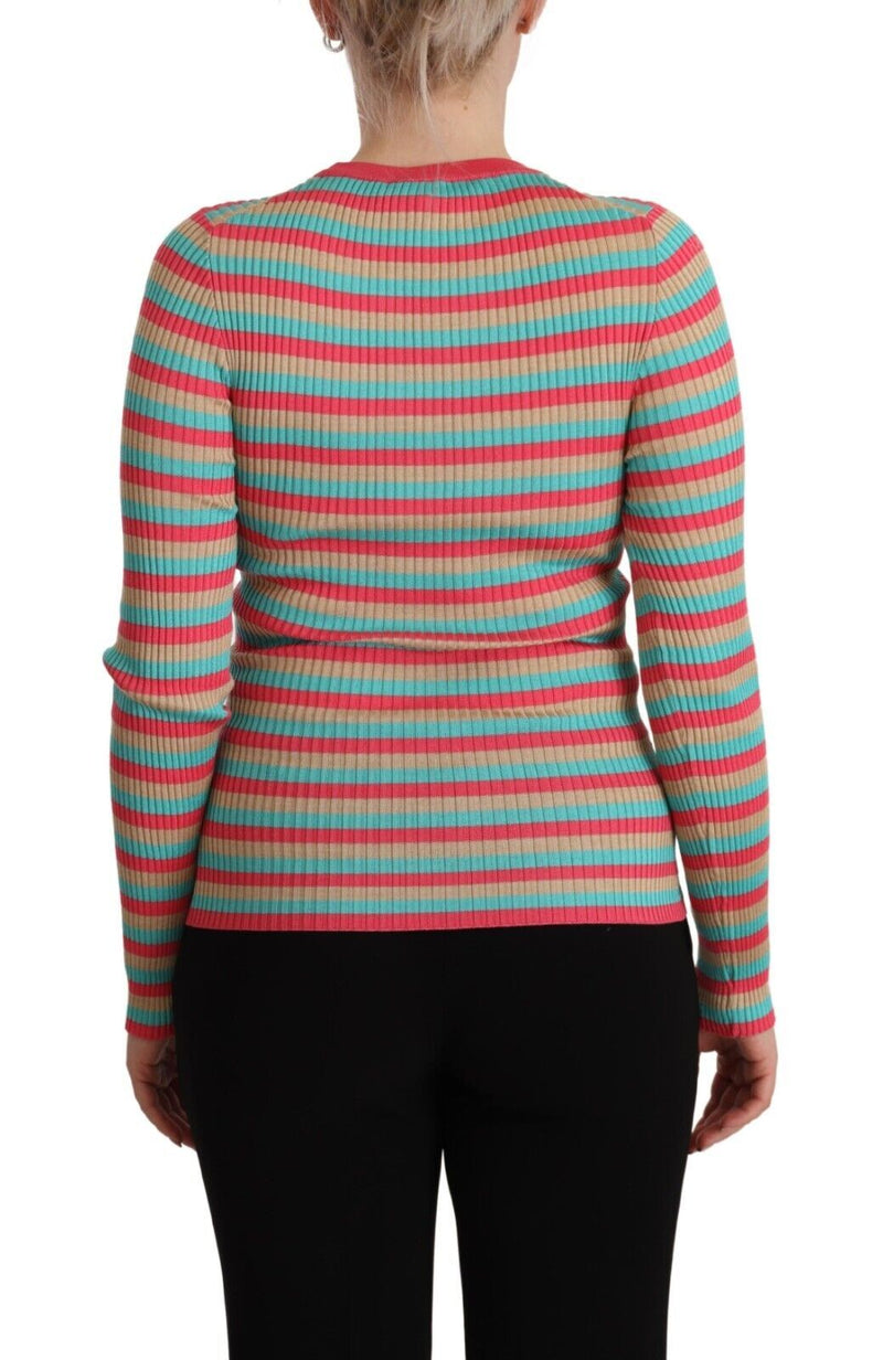 Jersey de cuello redondo de seda con rayas multicolores Dolce & Gabbana