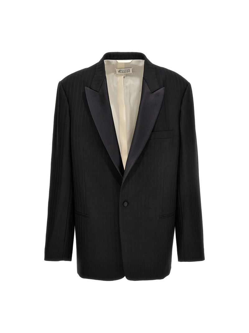 Maison Margiela Striped Single Breast Blazer Jacket | Urbalenti | Urbale... | Urbalenti™ NYC