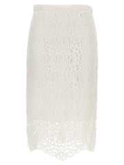 Front view of the Burberry Lace Skirt showcasing intricate lace detailing, perfect for a feminine yet modern look. This stylish piece from Burberry is ideal for Spring - Summer 2023. LDin, Women, Women > Clothing, Women > Clothing > Skirts, Yes Eu, Burberry Lace Skirt.