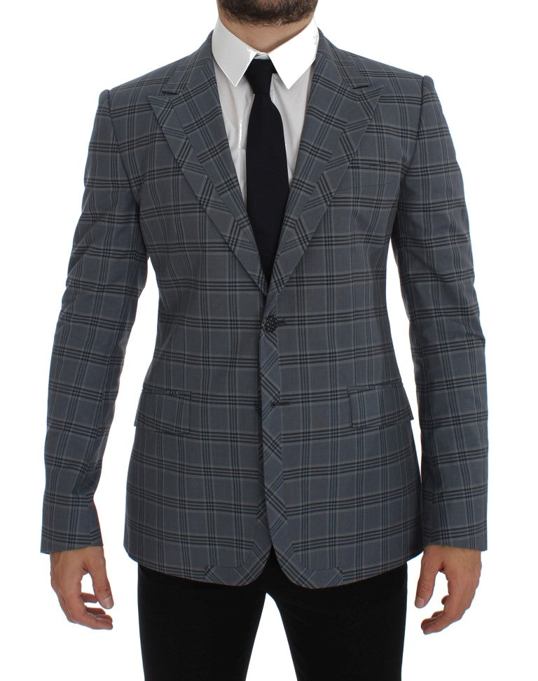Blazer de corte slim xadrez azul Dolce & Gabbana