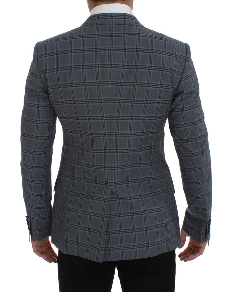 Blazer de corte slim xadrez azul Dolce & Gabbana