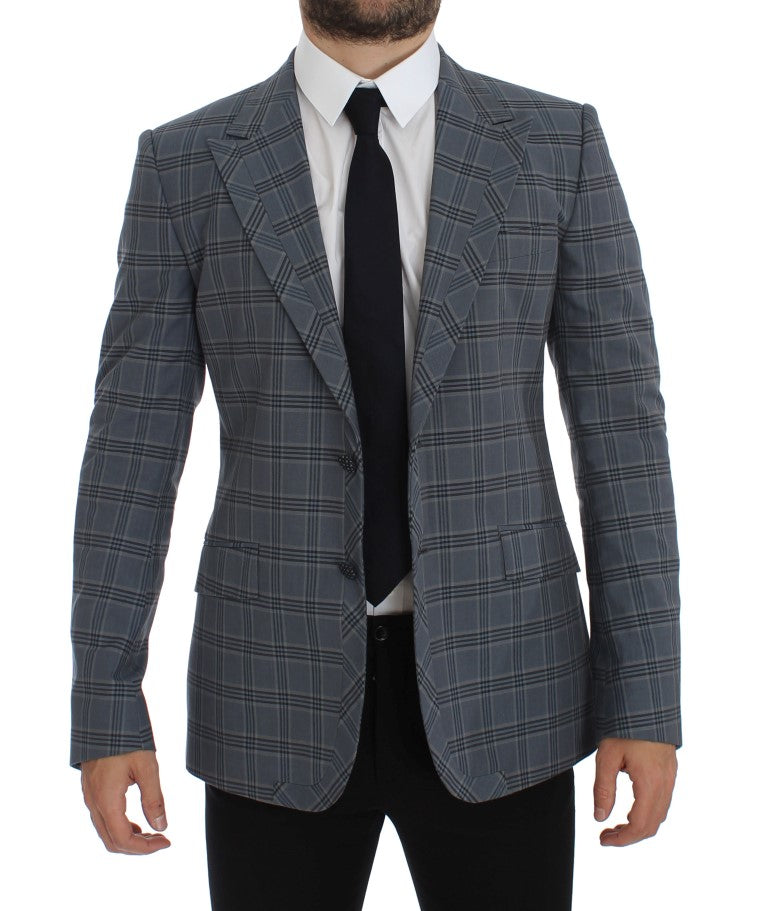 Blazer de corte slim xadrez azul Dolce & Gabbana