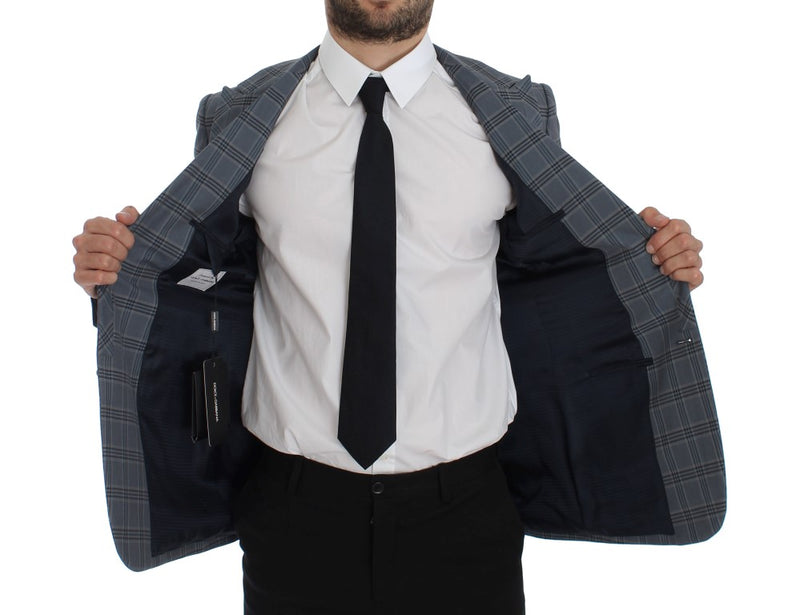 Blazer de corte slim xadrez azul Dolce & Gabbana