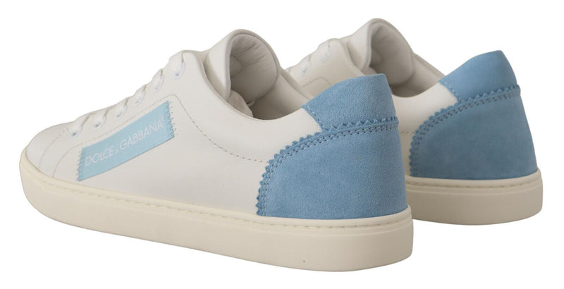Sneakers basse Dolce & Gabbana in pelle bianca e blu