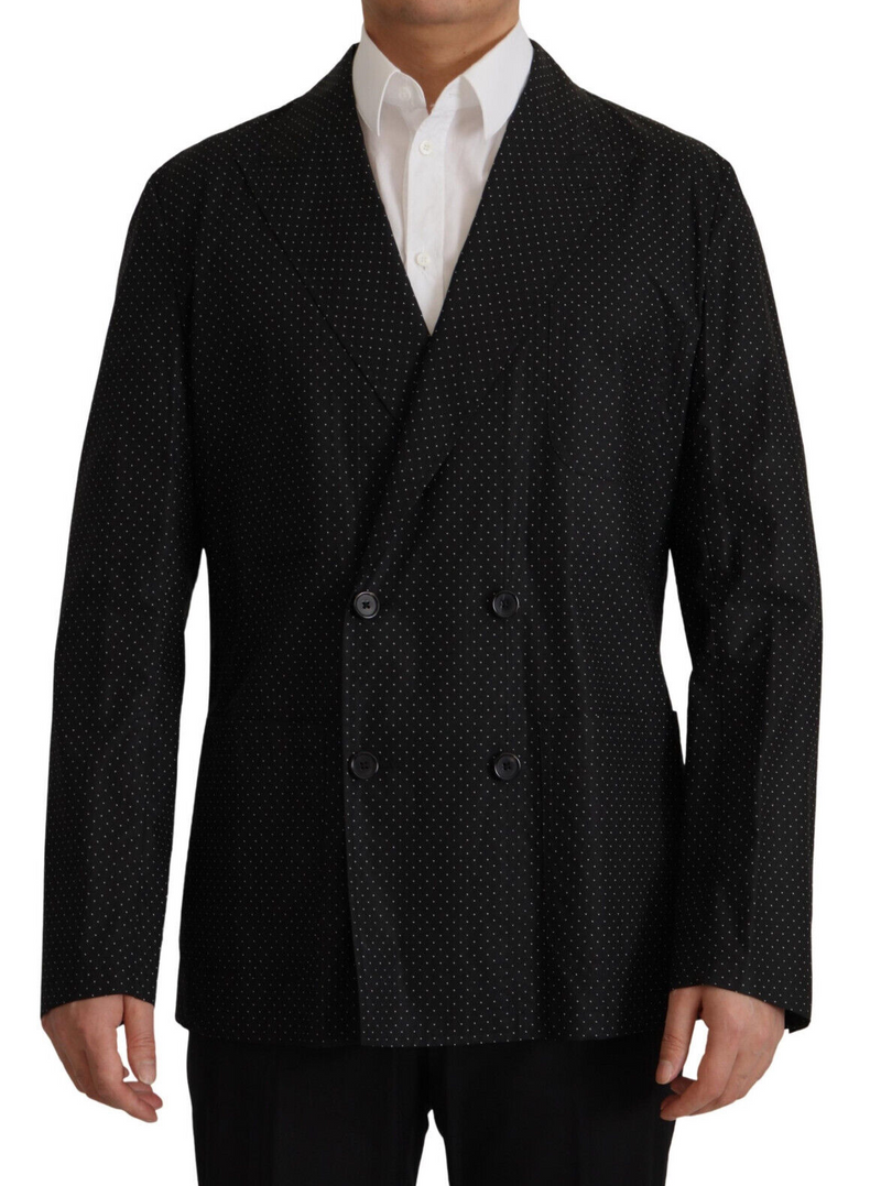 Veste blazer en coton noir à pois Dolce & Gabbana