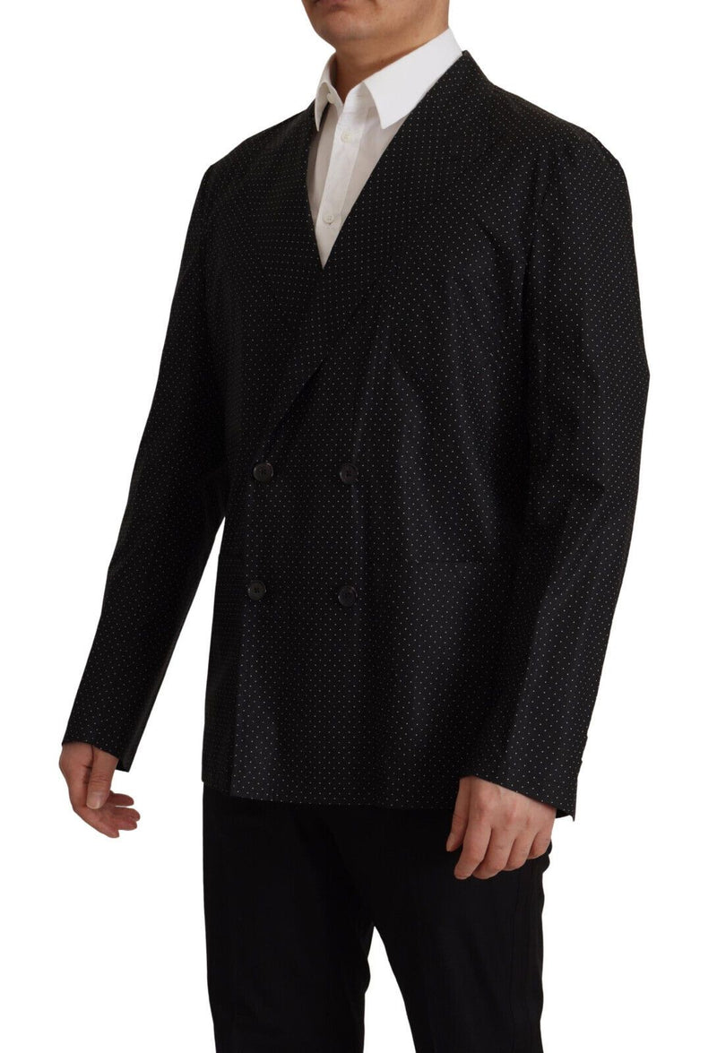 Veste blazer en coton noir à pois Dolce & Gabbana