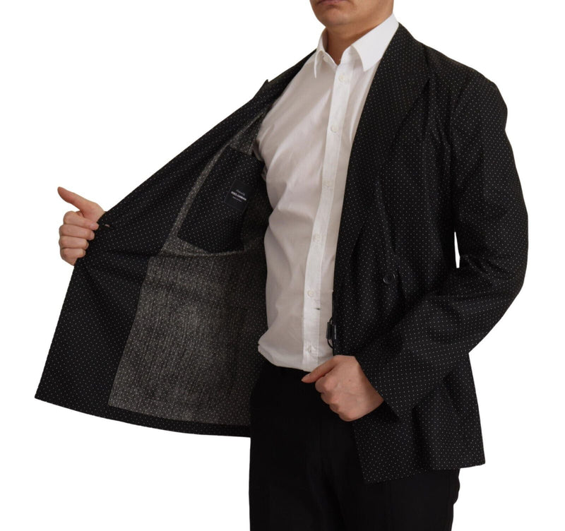 Veste blazer en coton noir à pois Dolce & Gabbana