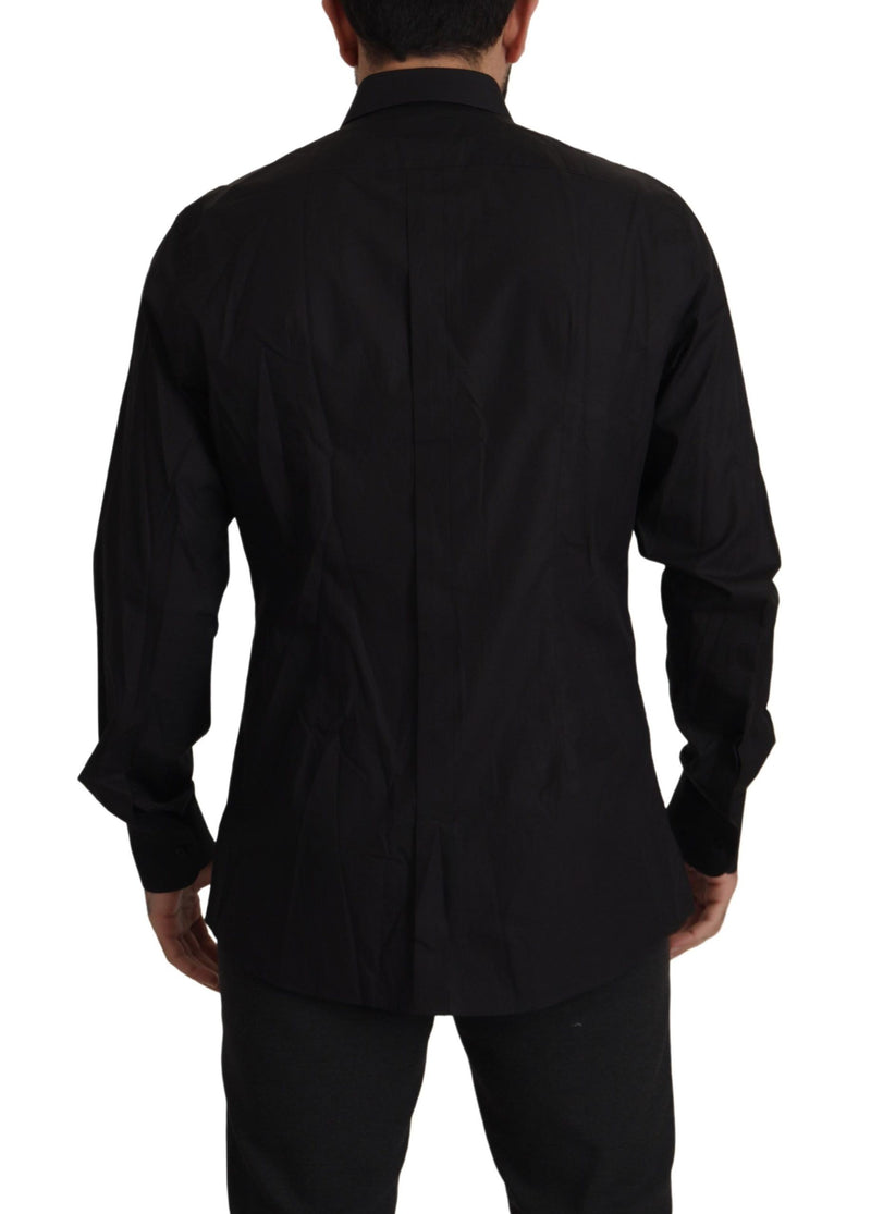 Camisa social preta GOLD de smoking, modelagem slim, Dolce & Gabbana