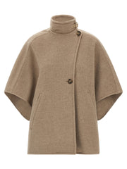 Max Mara Derrik Cape - Cashmere - Style 600001, a luxurious Max Mara Cape Jacket featuring a sophisticated design with a unique collar and button closure. Perfect for Fall - Winter 2025/2026, it’s an ideal choice for women's clothing and jackets.