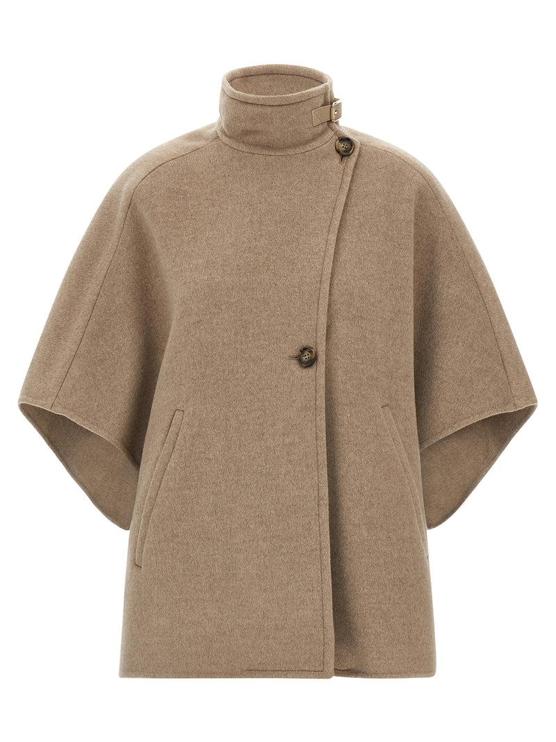 Max Mara Derrik Cape - Cashmere - Style 600001, a luxurious Max Mara Cape Jacket featuring a sophisticated design with a unique collar and button closure. Perfect for Fall - Winter 2025/2026, it’s an ideal choice for women's clothing and jackets.