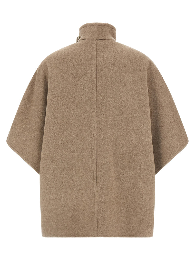 Back view of Max Mara Derrik Cape - Cashmere - Style 600001 showcasing the elegant silhouette of the Max Mara Cape Jacket. Designed for Fall - Winter 2025/2026, it offers chic comfort in women's clothing, perfect for layering.