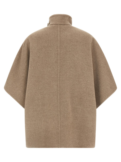 Back view of Max Mara Derrik Cape - Cashmere - Style 600001 showcasing the elegant silhouette of the Max Mara Cape Jacket. Designed for Fall - Winter 2025/2026, it offers chic comfort in women's clothing, perfect for layering.