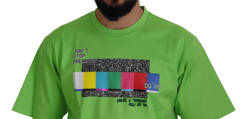 Camiseta top verde de algodão DG CHANNEL Dolce & Gabbana