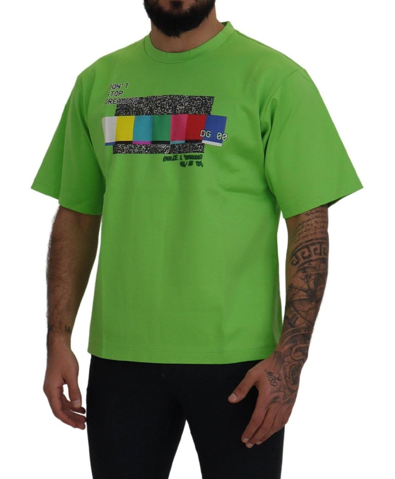 Camiseta top verde de algodão DG CHANNEL Dolce & Gabbana