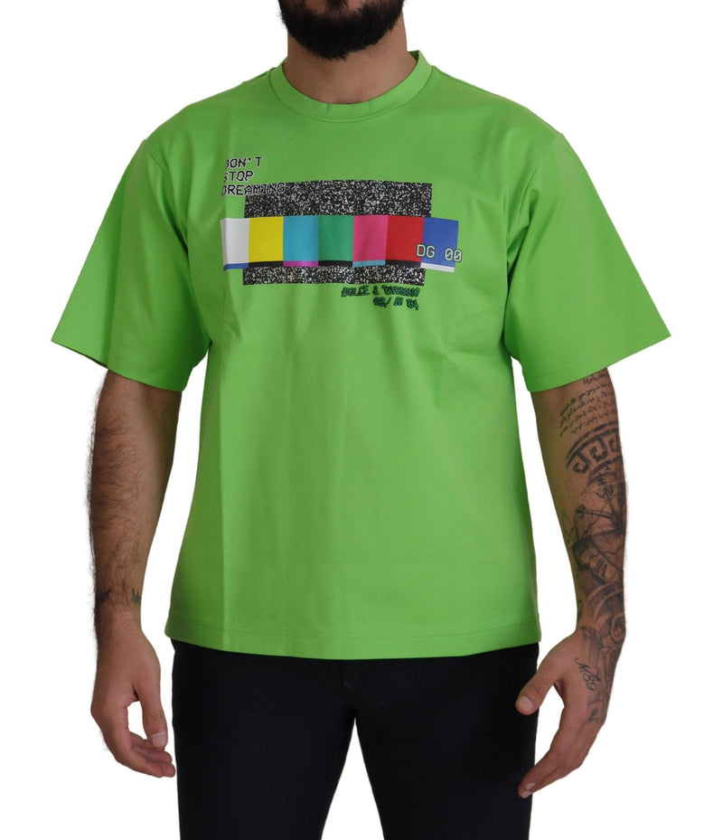 Camiseta top verde de algodão DG CHANNEL Dolce & Gabbana