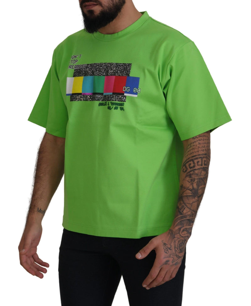 Camiseta top verde de algodão DG CHANNEL Dolce & Gabbana