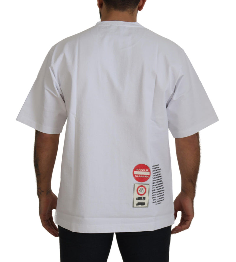 Camiseta branca de algodão com coração Amor e gola careca Dolce & Gabbana
