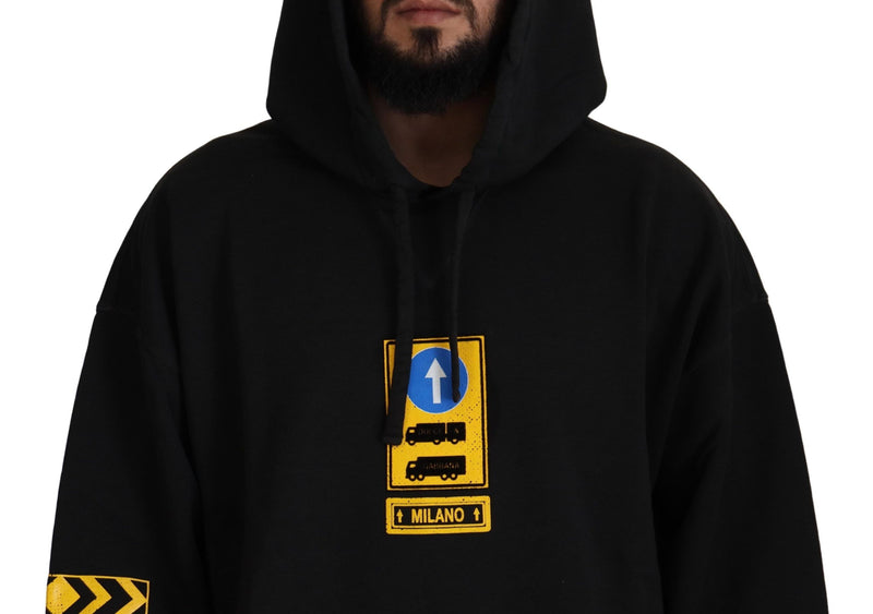 Suéter negro de algodón con capucha Dolce & Gabbana DG Shield