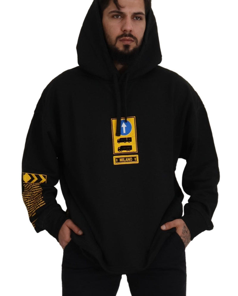 Suéter negro de algodón con capucha Dolce & Gabbana DG Shield