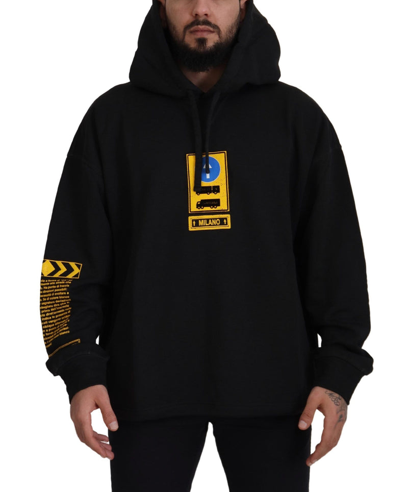 Suéter negro de algodón con capucha Dolce & Gabbana DG Shield